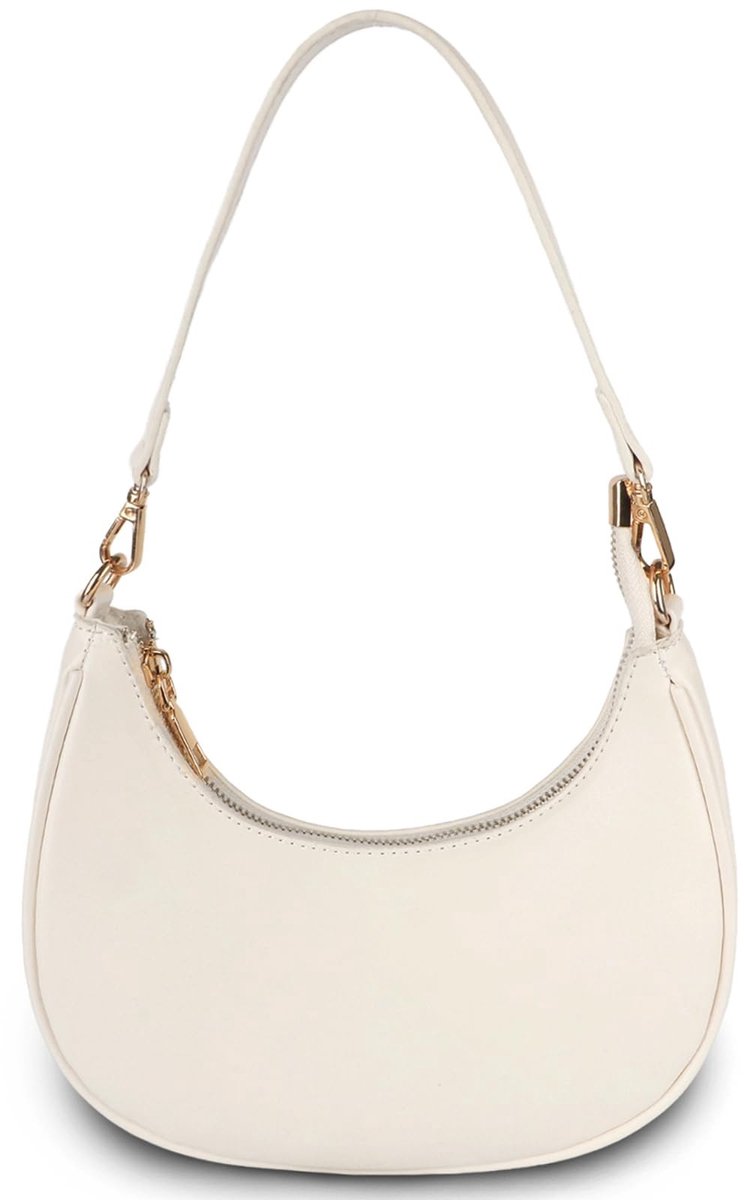 Elzusha - Half Moon Schoudertas - PU Leer - Retro Design - Beige
