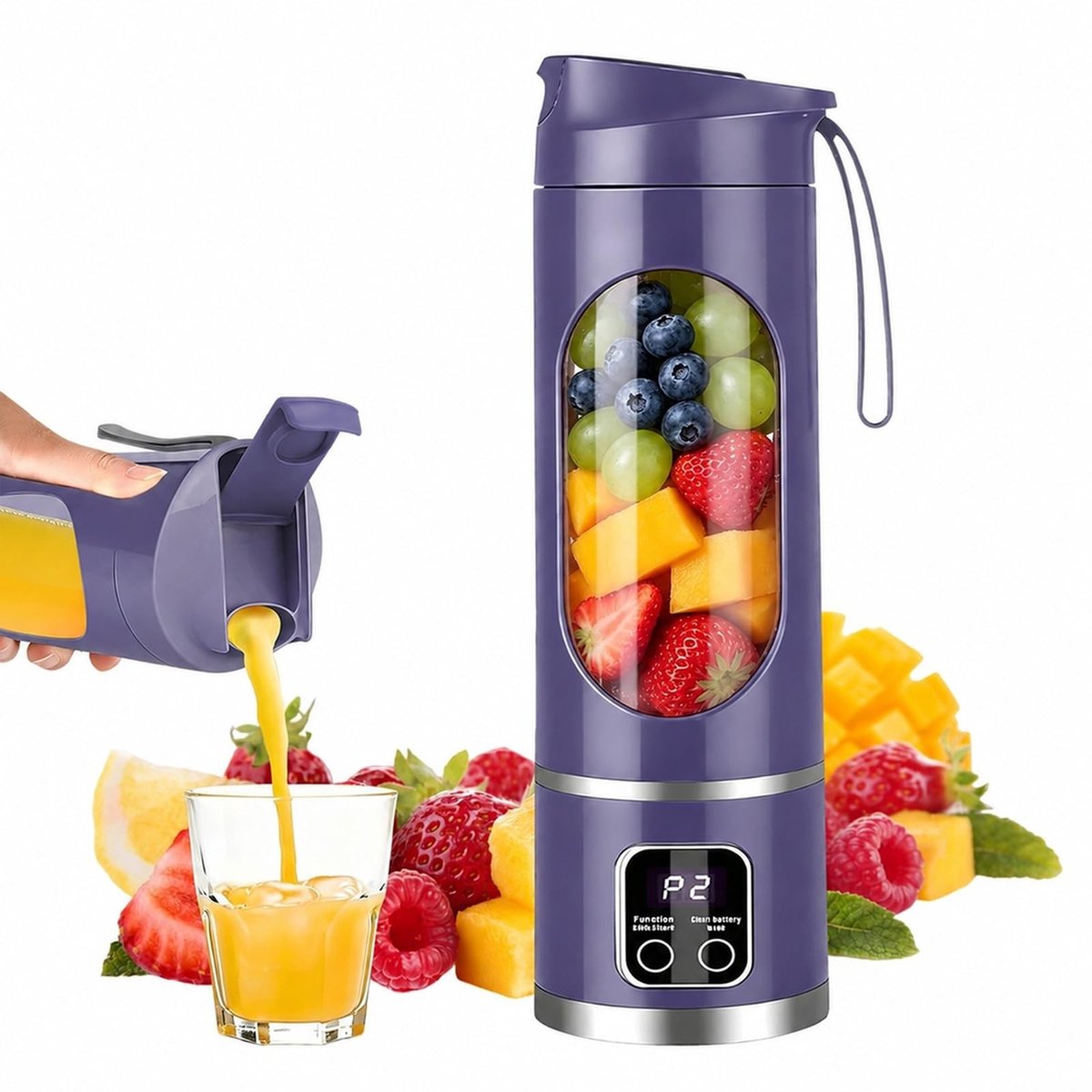 Elzusha - Draagbare Smoothie Maker met USB-C Oplader en Lekvrij Deksel