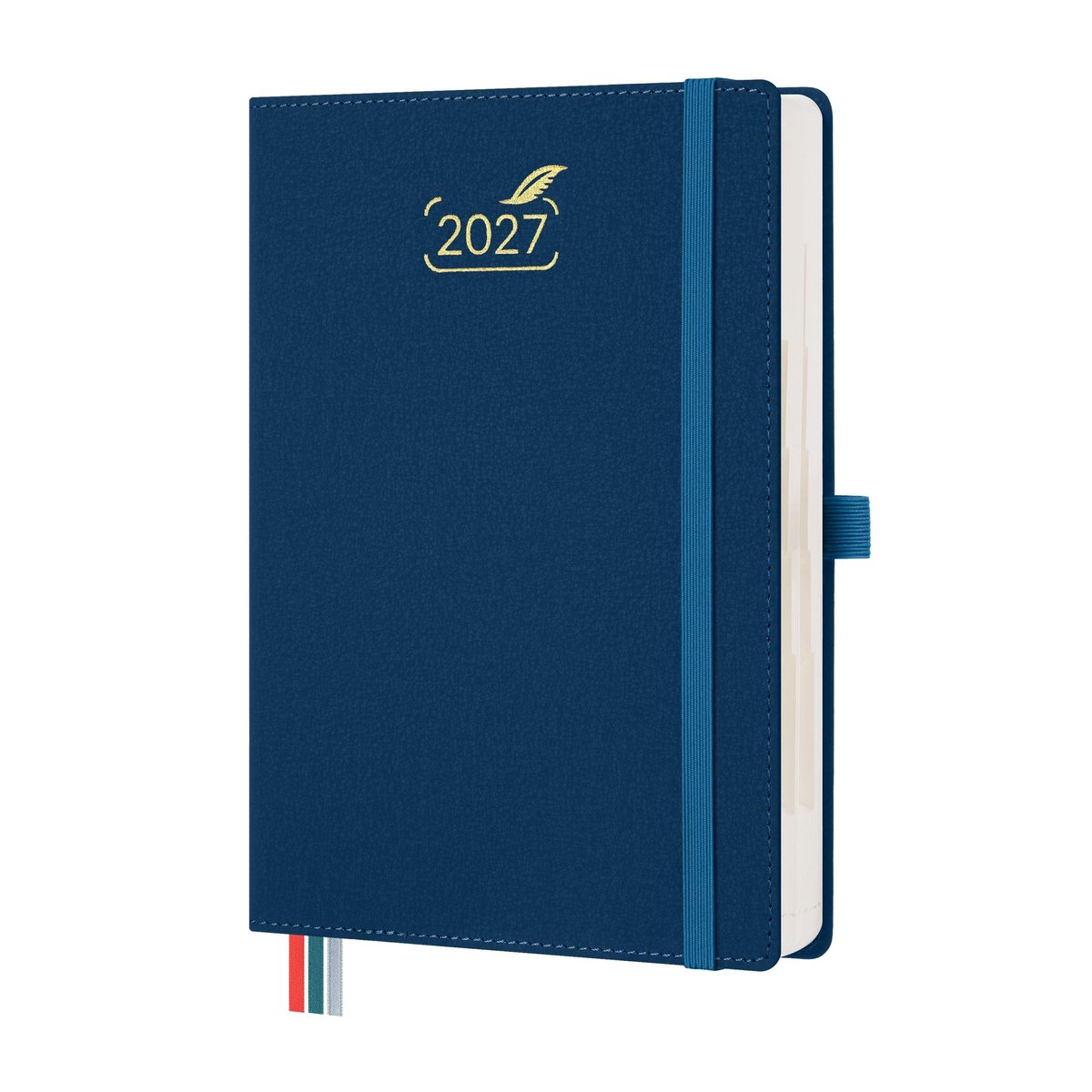 Elzusha - Dagplanner A5 2027 - 1 dag per pagina met maandindex - Pruisisch blauw