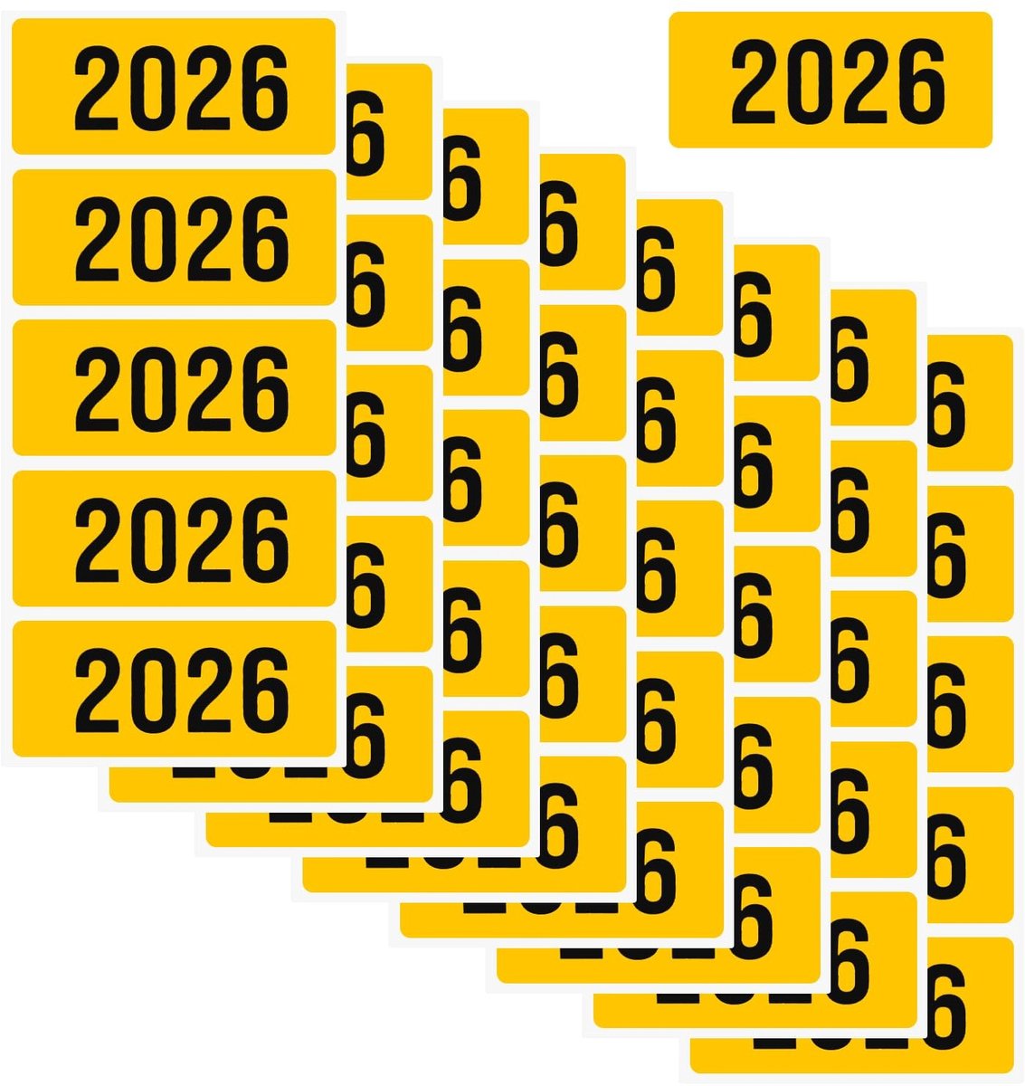 Elzusha - Jaarstickers 2026 - Zelfklevende Labels - Geel - 200 Stuks
