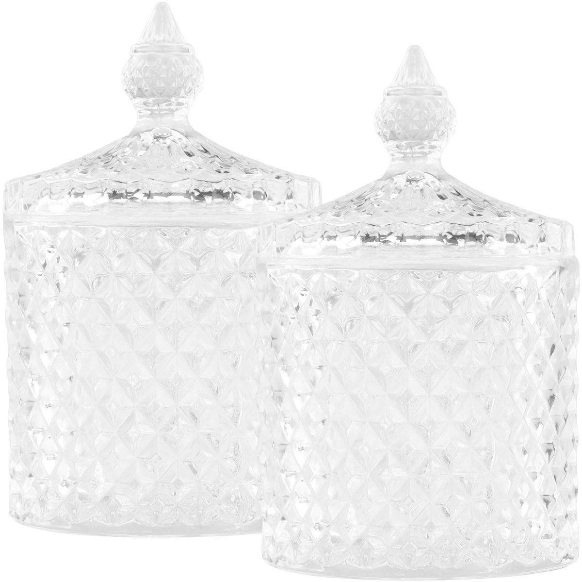 Elzusha - Set van 2 Kristallen Snoepdozen met Deksel, 300 ml