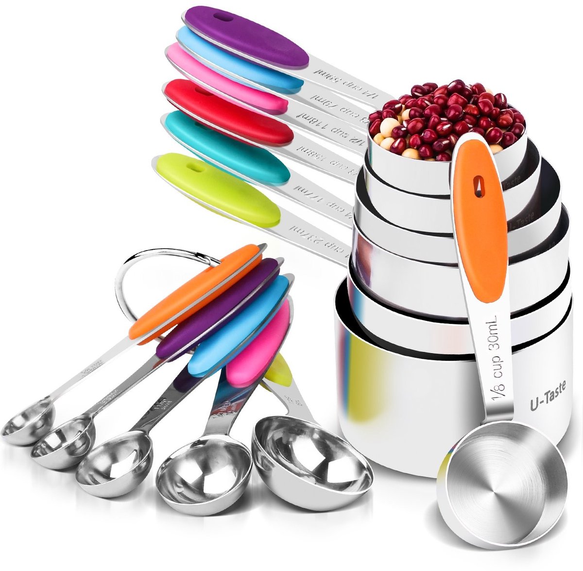 Elzusha - Maatbekers en Lepels Set - 12 Stuks - Multicolor