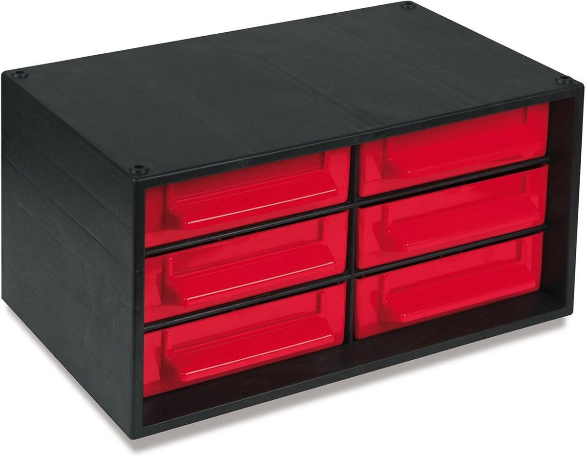 Stapelbare Opslagmodule - Kunststof - 280 x 167 x 140 mm - Met 6 Schuifladen en Scheidingswanden - Voor Multifunctionele Opslag