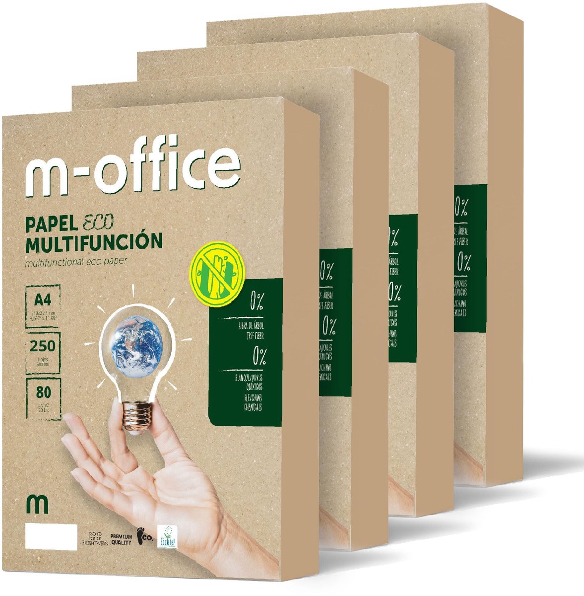 Elzusha - Gerecycled Papier A4 80g - 1000 Vellen in 4 Pakketten