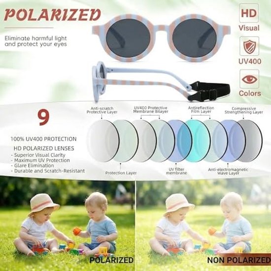 Elzusha - Zonnebril voor baby's - UV400 Bescherming - Roze Bruin — afbeelding 5