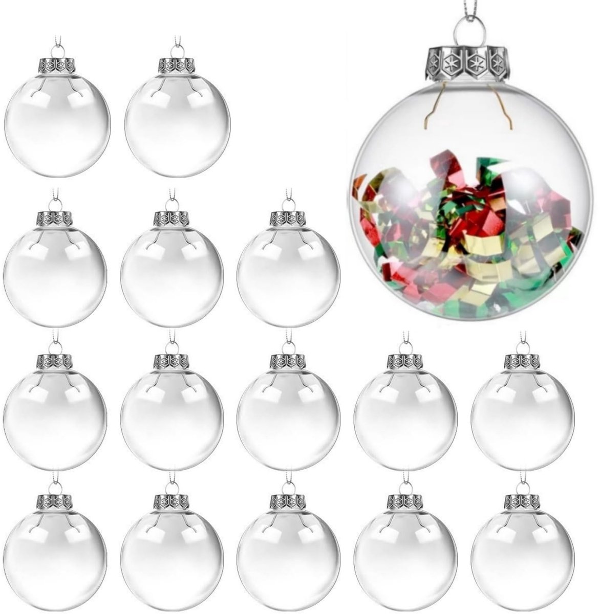 Elzusha - Set van 16 Transparante Kerstballen - 6 cm