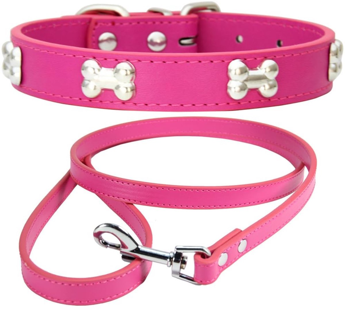 Elzusha - Hondenhalsband met Verstelbare Leash - Voor Honden en Katten - Maat M - Roze