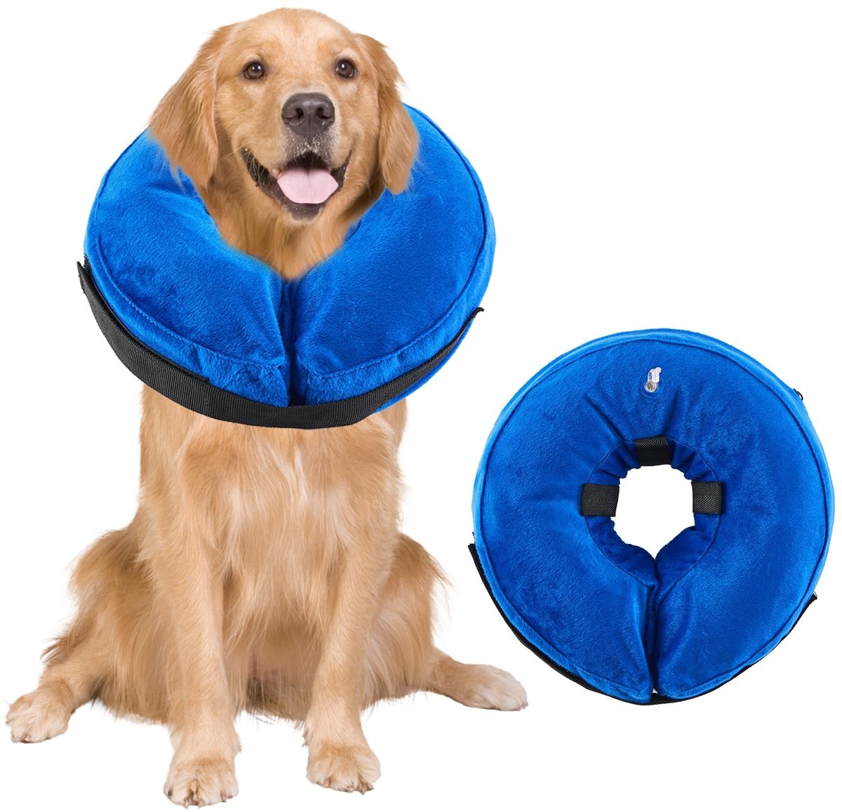 Elzusha - Opblaasbare Hondenhalsband - Verstelbaar en Ademend - Blauw
