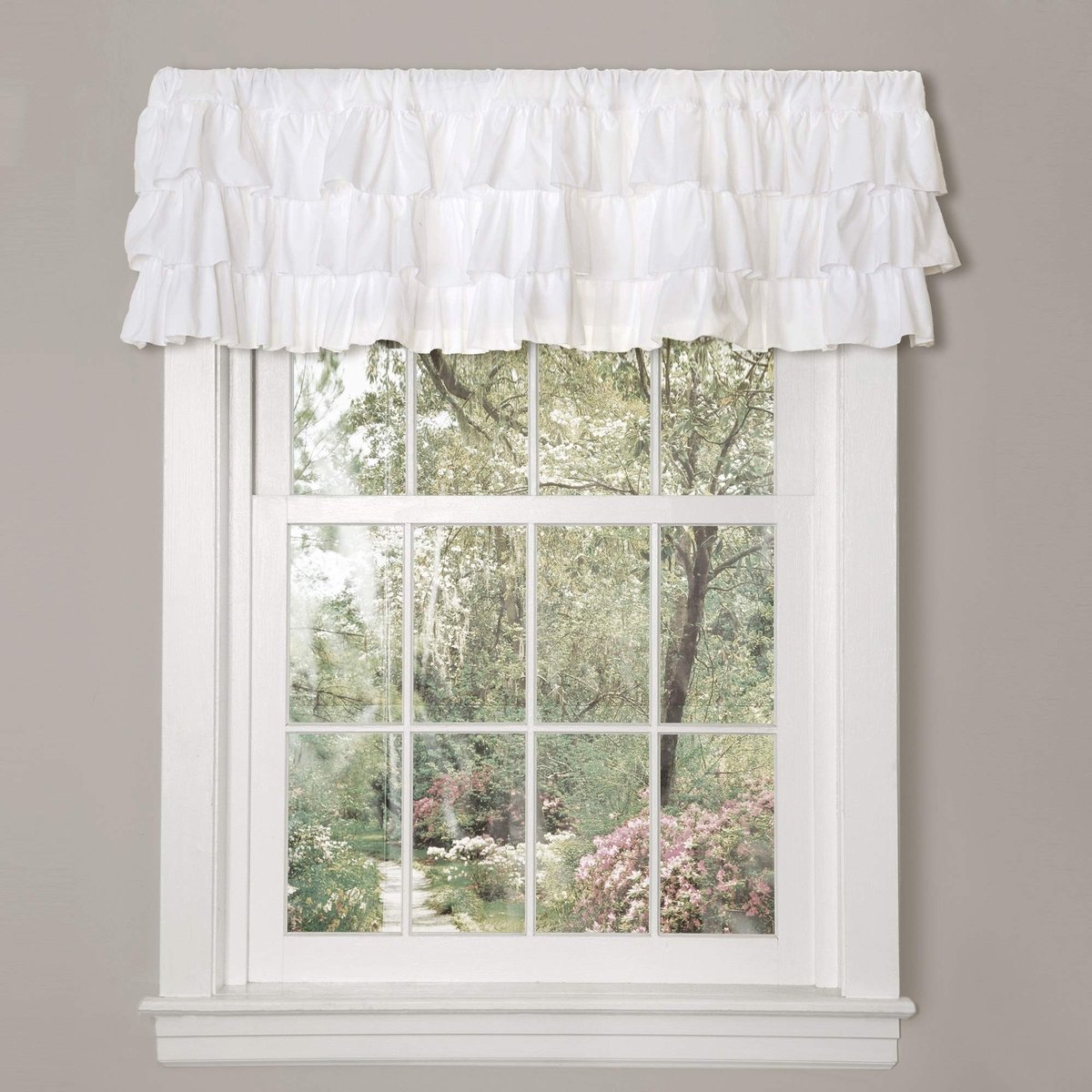 Elzusha - Vintage Chic Gordijn Valance met Rimpels 84'' x 18'' Wit