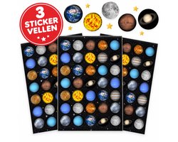 Planeten Stickers - 3 Ruimte Stickervellen Kinderen - Stickers Jongens