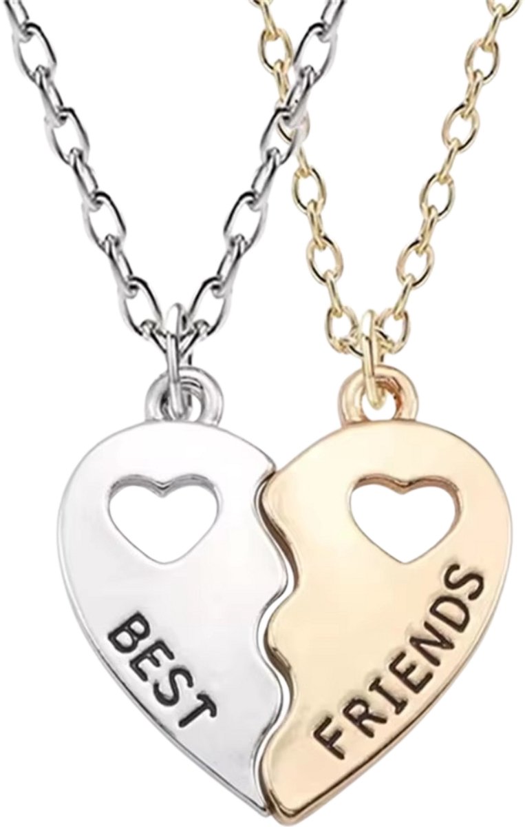 Set van 2 BFF-vriendschapshangers – Best Friends Forever, opengewerkt hartdesign, stijlvolle hangers voor beste vrienden, koppels en geliefden, romantisch cadeau voor verjaardagen en Valentijnsdag – Kettingen