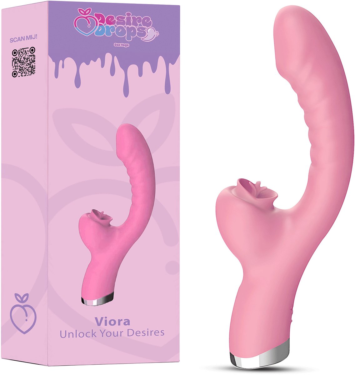 Desiredrops® - satisfaction - Dubbele Penetratie Vibrator - Luchtdruk Vibrator - Clitoris & G Spot stimulator - Krachtig - Vibrators - Vibrators voor vrouwen - Sex toys voor koppels - Vibrator-Discreet Bezorgde -Licking Sucking - sex speeltjes
