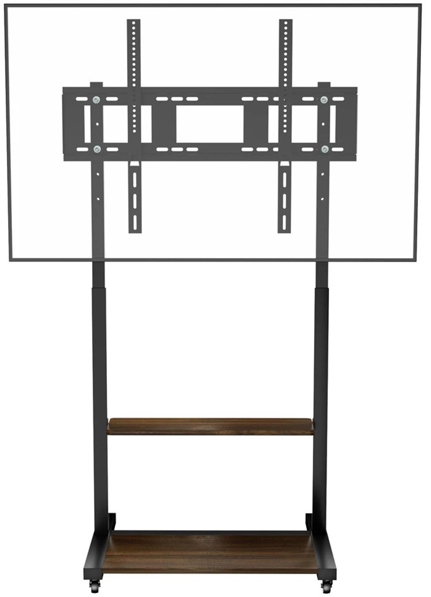 Prime Home Verrijdbare TV-standaard - TV standaard verrijdbaar - TV meubel - TV meubel zwart - Vloerstandaard - Met wielen en planken - Stabiel - In hoogte verstelbaar 40-100 inch - Zwart