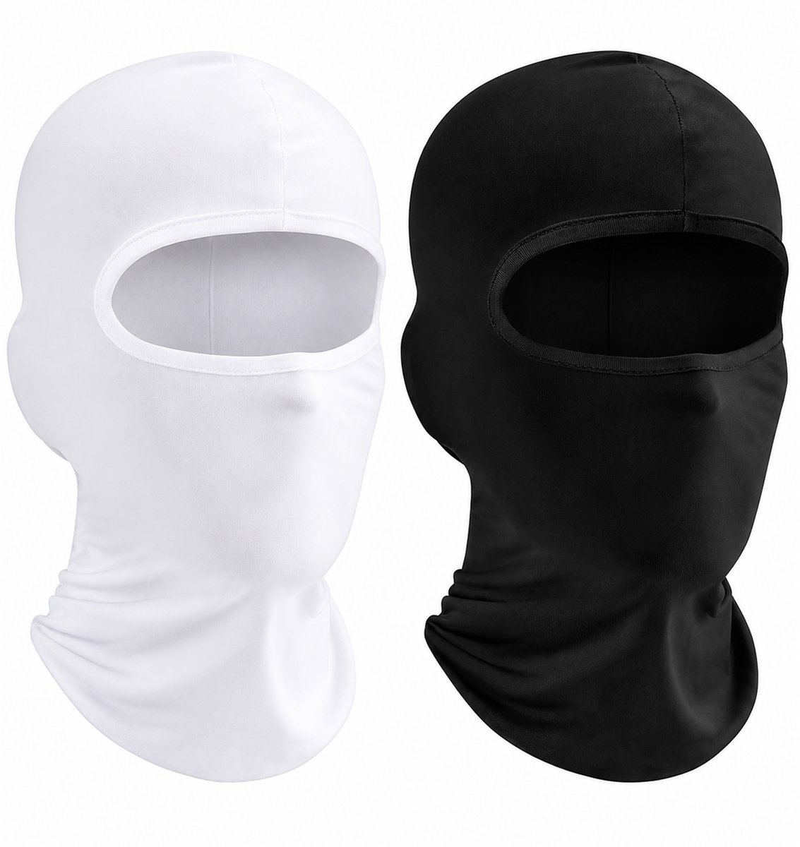 Kaiyaya Balaclava set 2 stuks en rekbaar polyester en ademend unisex onder helm voor motor fiets en wintersport Zwart