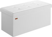 Casaria Opbergbank – 80x40x40cm Opvouwbaar 100L – Kunstleer Wit