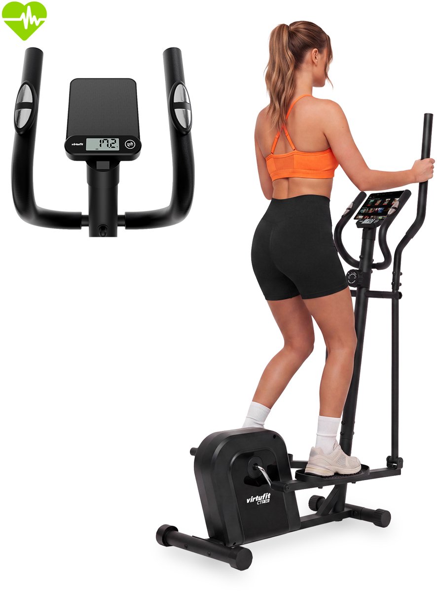 VirtuFit CTR50 Crosstrainer - Elliptical Trainer voor Thuis - 8 Weerstandsniveau's - Incl. Hartslagsensoren - Zwart