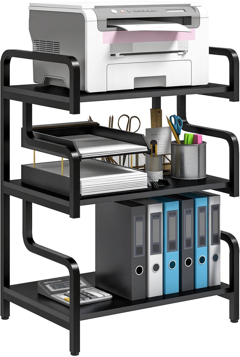 HOMCOM Printerstandaard - Staal - 55x40x77cm - Zwart