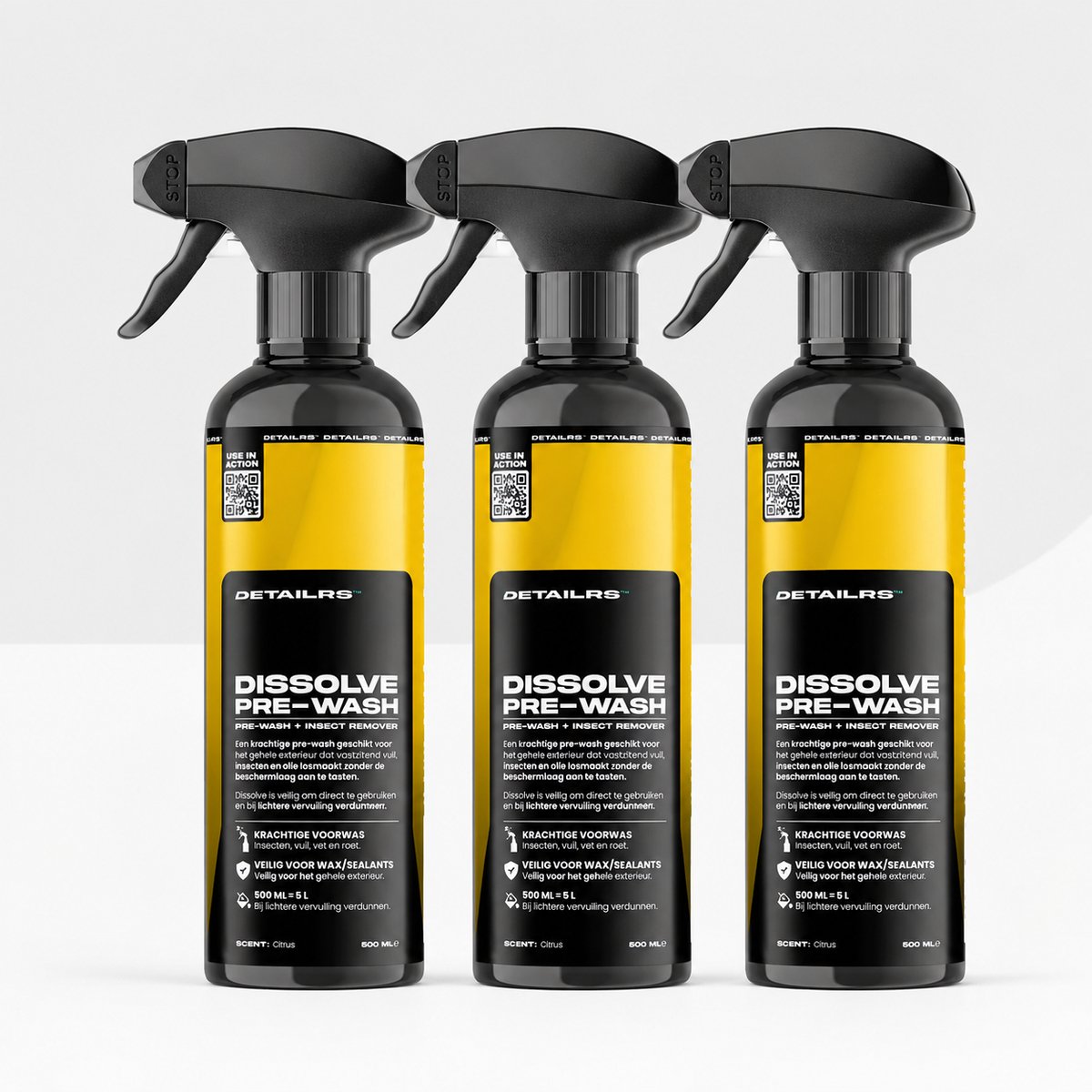 Detailrs Dissolve Pre-Wash 3-pack - Pre Wash Auto - Prewash Auto - Pre Wash - Auto Wassen - Voor Auto & Motor - 1,5L