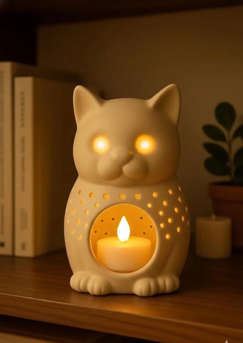 Jay´s 3d shop Katten theelichthouder Wit