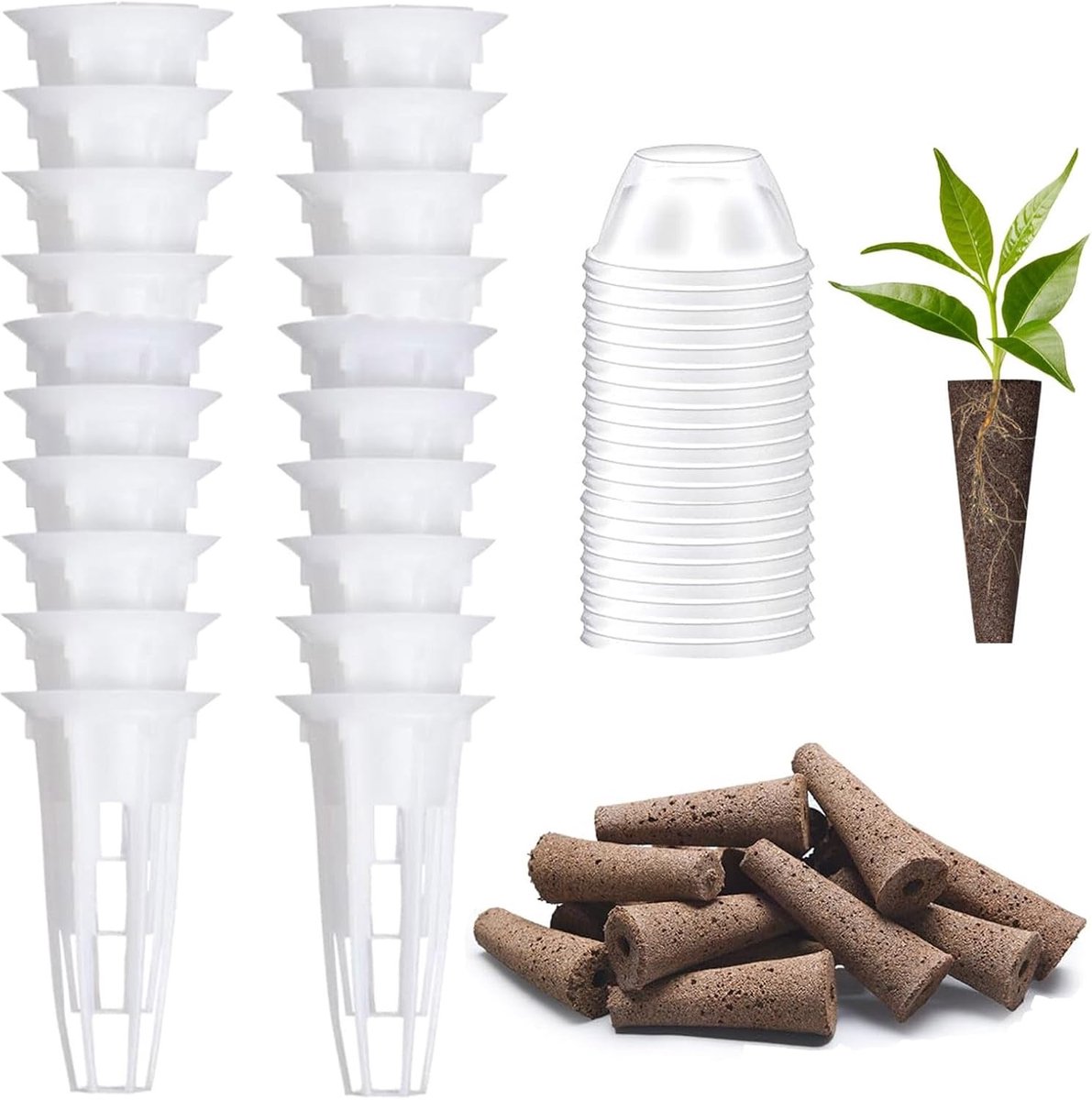 Hydrocultuur Set - Wit - 6,5 x 4,4 x 4,4 cm - Biologisch Afbreekbaar met Plantenmeststoffen - Voor Binnenkweek