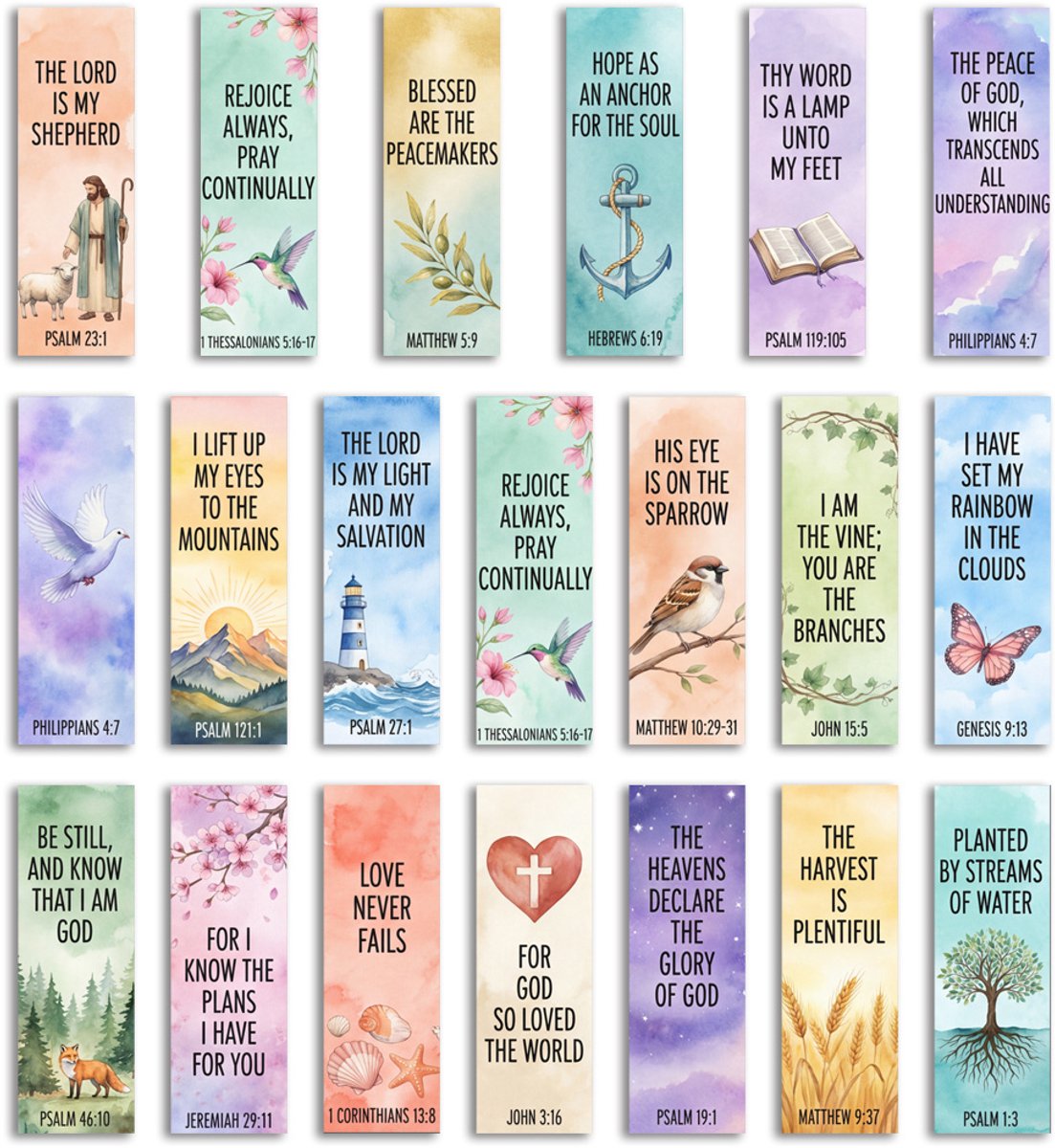 VANDAAG VERZONDEN - Set van 20 Boekenleggers - Bijbeltekst - Christelijk - Bible Journaling
