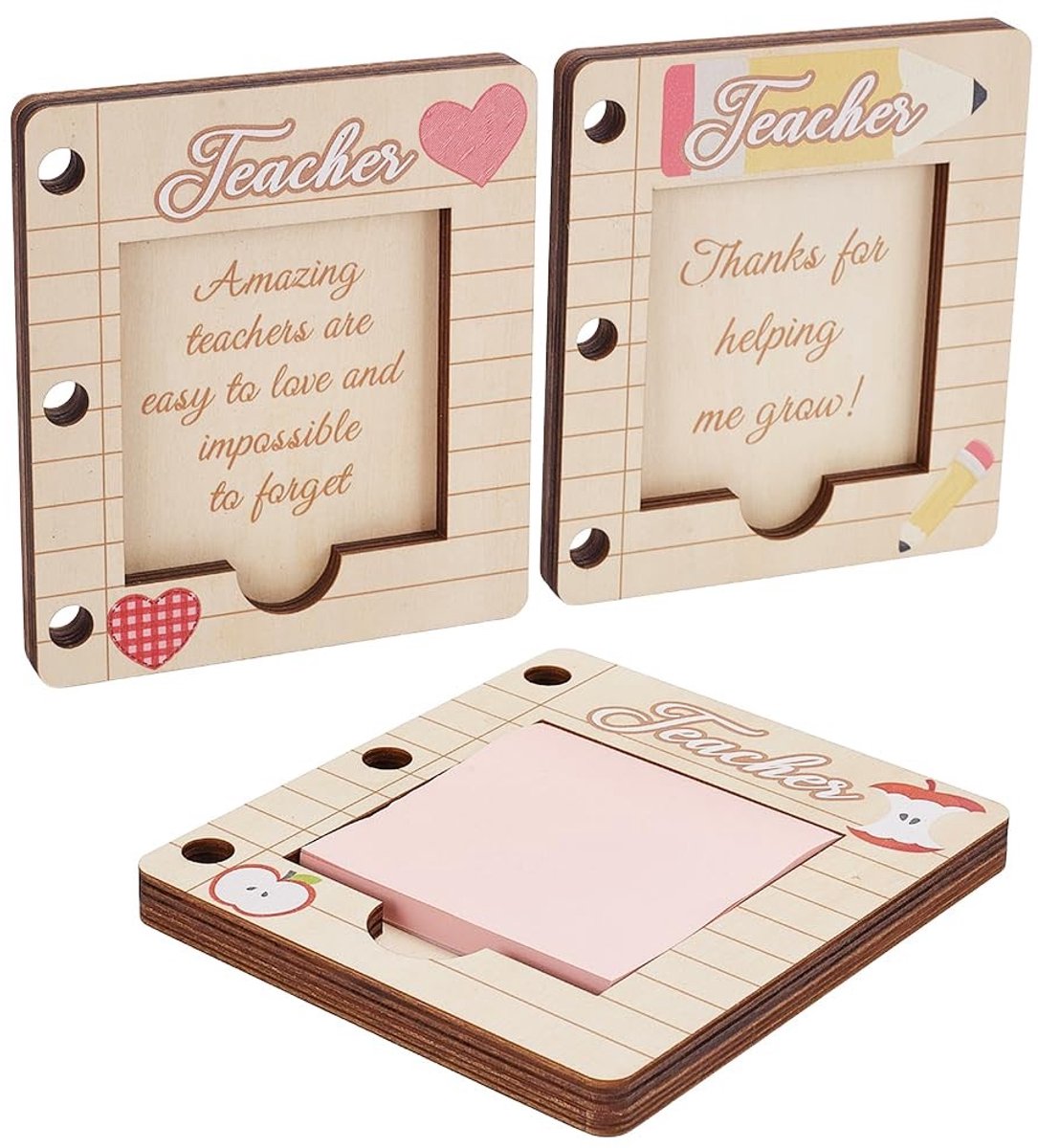 Elzusha - Houten Notitieblokhouder - 3 Stuks Beige