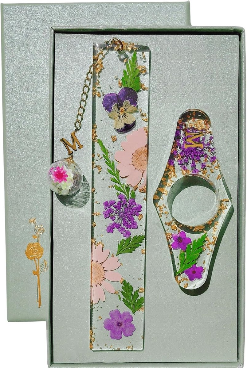 Bladwijzer - M - 14 x 2,5 x 0,25 cm - Handgemaakte Hars Bladwijzer met Pagina Houder - Voor Boekenliefhebbers