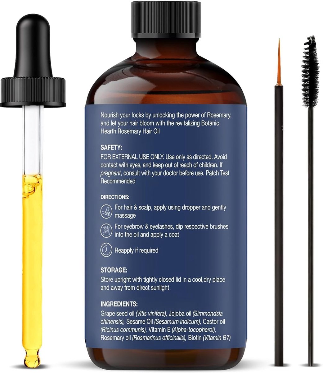 Botanic Hearth Rosemary Hair Oil met Biotine – 60 ml – Rozemarijnolie voor Haar & Hoofdhuid – Verzorgende Haarolie voor Sterker, Glanzend & Vol Ogend Haar