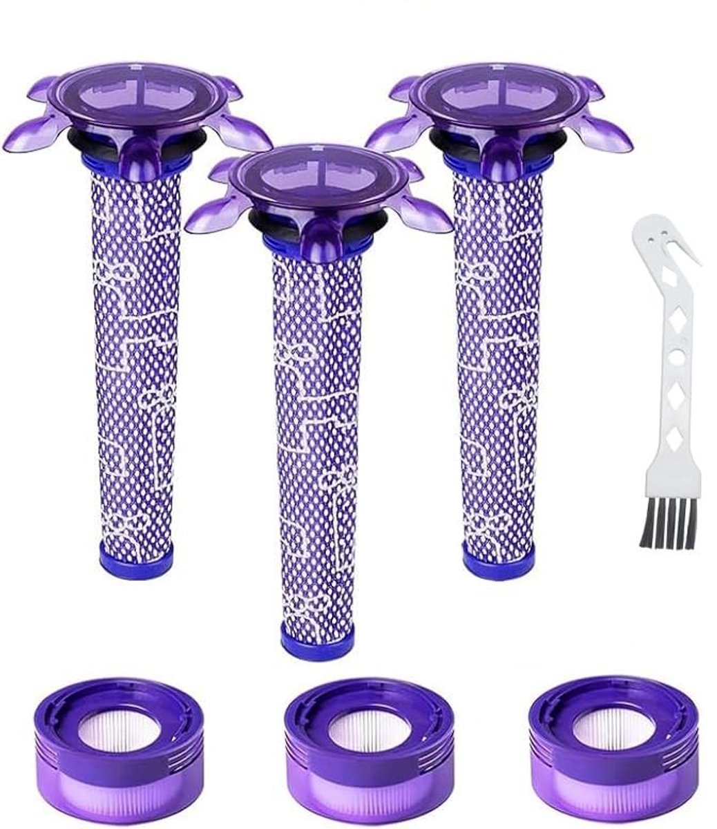 Elzusha - V8 Vervangfilters voor Dyson - Set van 3 met Reinigingsborstel