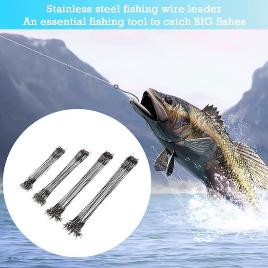 Visdraad Leiders - Zwart - 30 cm - Roestvrij Staal - Voor Snoek en Roofvissen — afbeelding 5