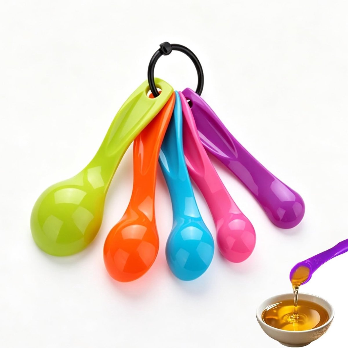 Elzusha - 5 Stuks Maatlepels - Stapelbaar met Ring van 1 tot 15 ml