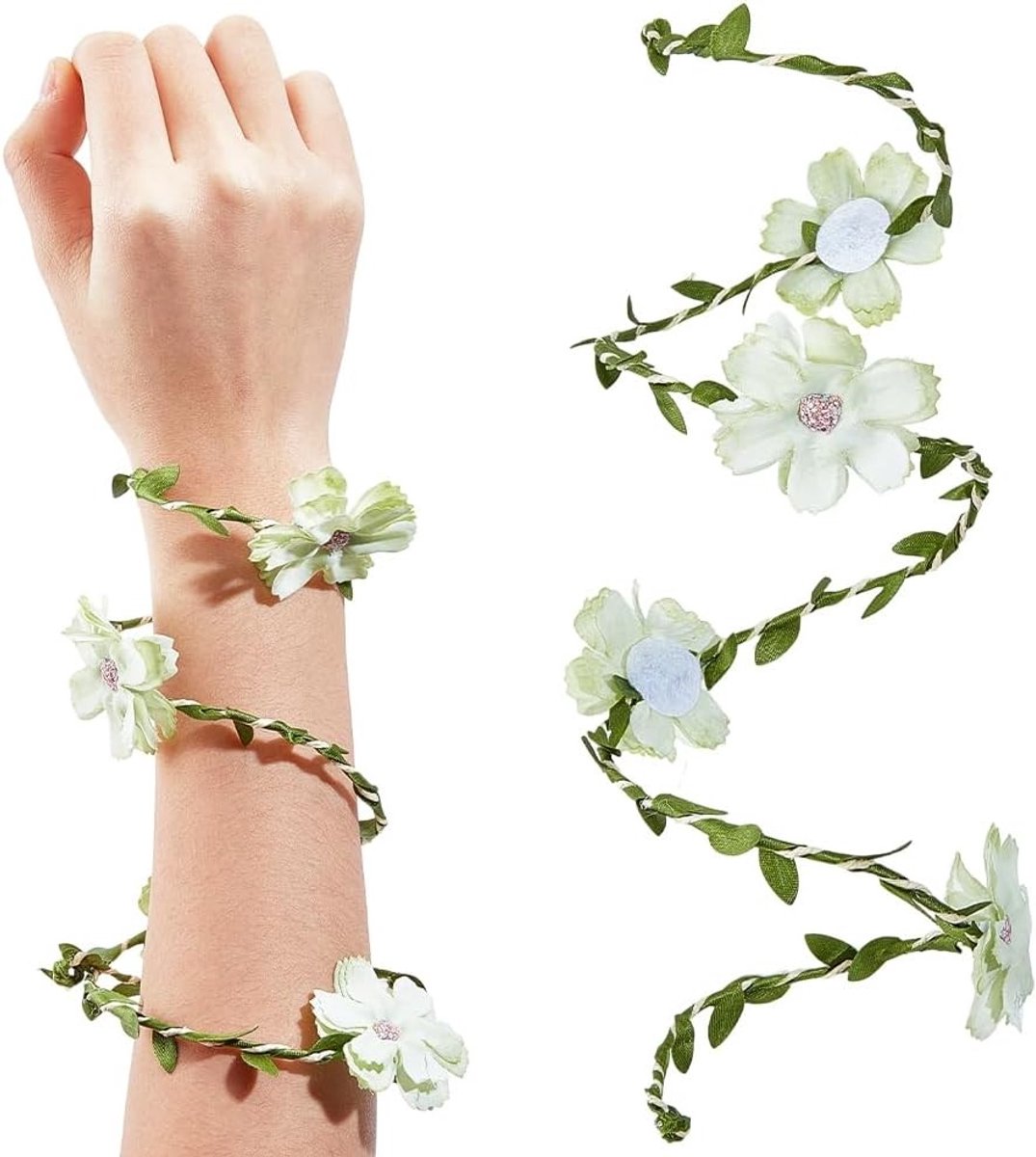 2 Stuks Bloemige Arm Wrap Armband in Roze voor Vrouwen - Elfachtige Kostuumaccessoires voor Bruiloft, Verjaardag en Cosplay