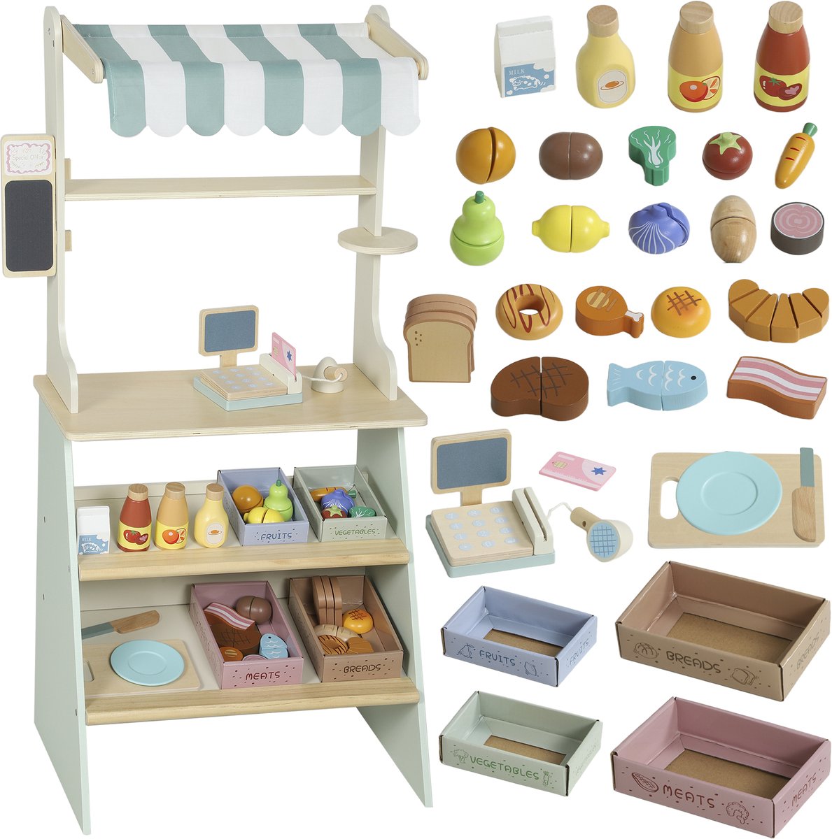 AIYAPLAY Speelwinkel voor kinderen MDF, grenenhout 40L x 30B x 92,5H cm Groen