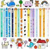 Kaiyaya - 16 stuks Uitwisbare gelpennen - Dieren ontwerp met gum - Schattige cartoon stijl - 0,7 mm punt - Voor school en kantoor, 16 kleuren