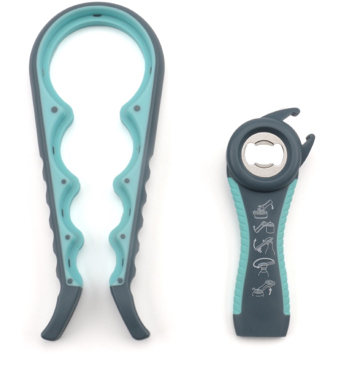 Go Go Gadget - Opener - 5 in 1 Flesopener - 4 in 1 Blikopener - Multifunctioneel - Slipvast - Set van 2 stuks - Blauw