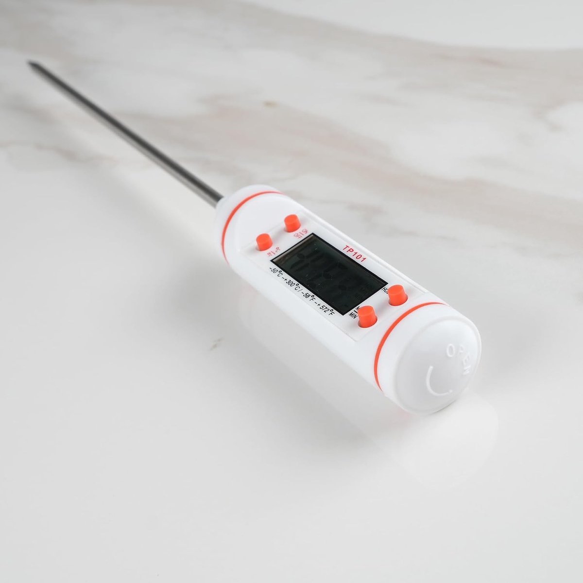 Keukenthermometer - Wit - Digitale Vleesthermometer met Lange Sonde - Voor Koken en Grillen