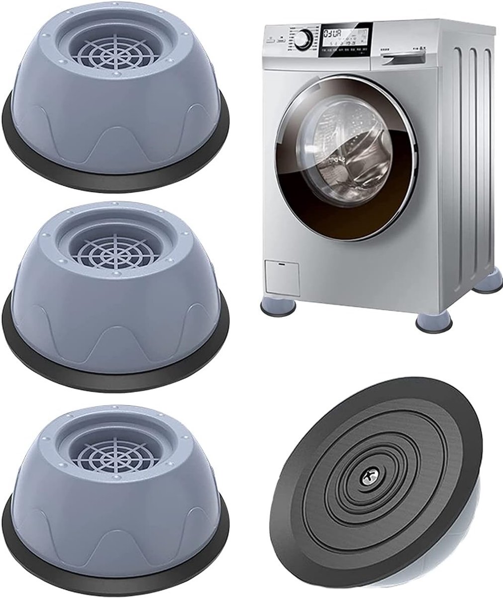 Anti vibratiematten wasmachine - Zwart - 4 stuks - Rubber Trillingsdempers voor Wasmachine en Droger