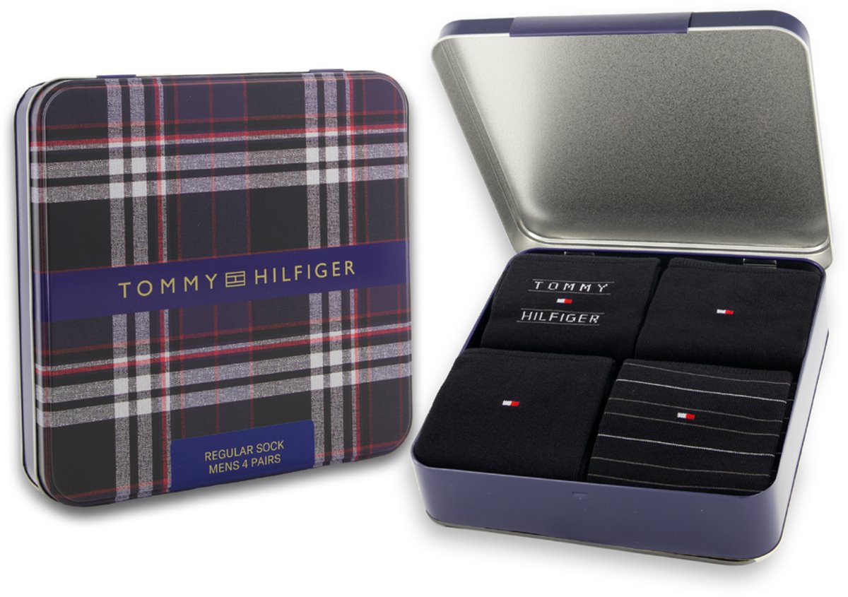 Tommy Hilfiger Giftbox Herensokken 4-pack Zwart