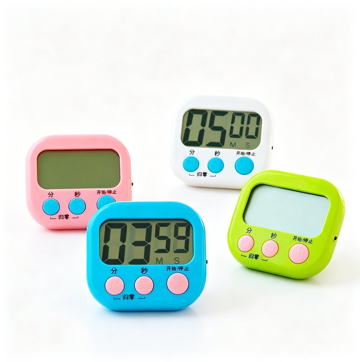 4-delige set - Digitale keukentimer - Keukentimer - Elektronische timer - Werkt op batterijen (batterijen niet inbegrepen) - Digitaal display - Magnetische houder - Geschikt voor koken, bakken, studeren of het beheren van dagelijkse taken