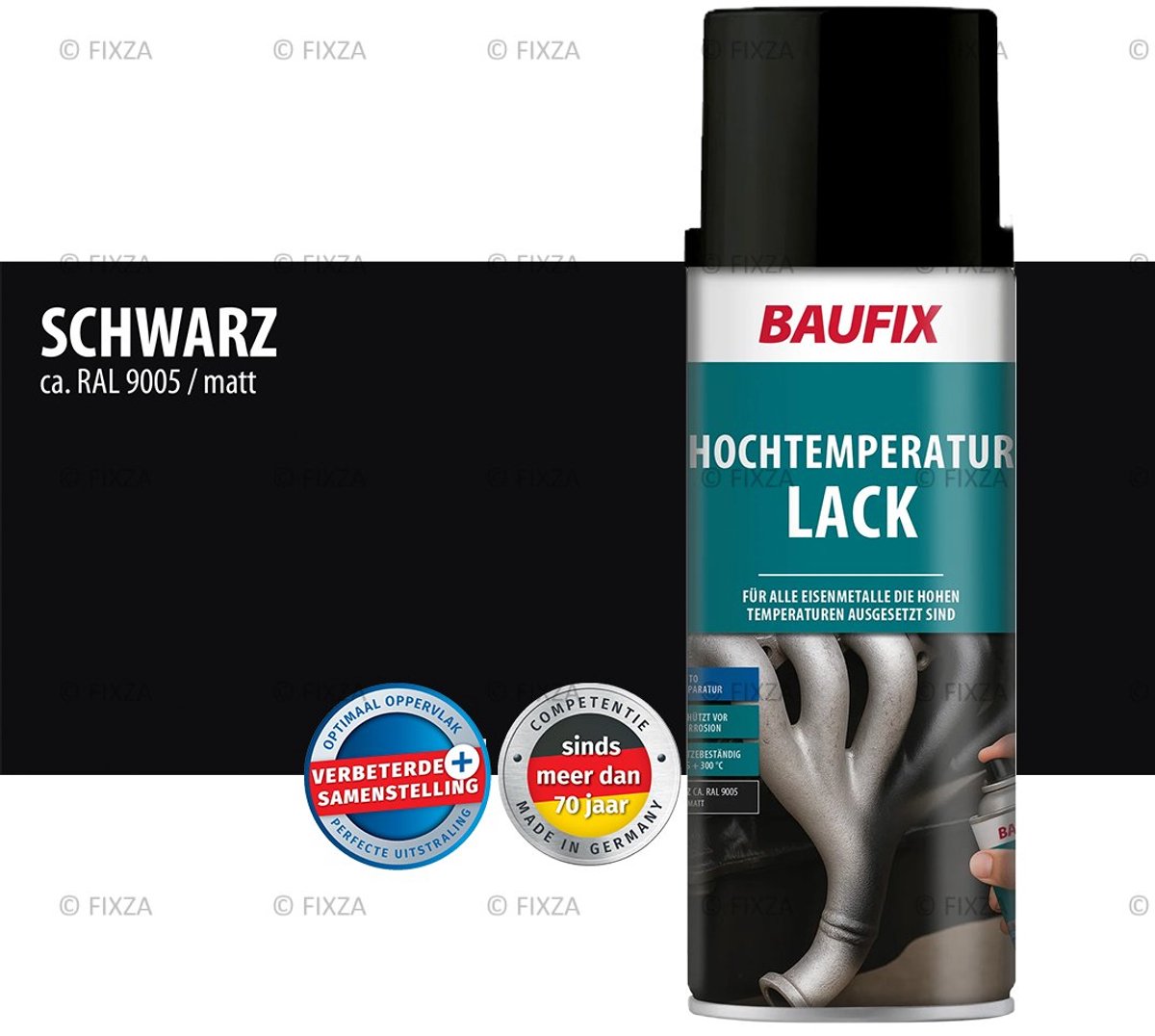 BAUFIX Hittebestendige Spuitlak Zwart Zijdeglans – 650°C – BBQ / Kachel / Uitlaat Verf – Hittebestendige Lak Spray – 400 ml