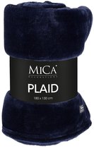 Mica Decorations Famke Fleece Plaid - L180 x B130 cm - Donkerblauw
