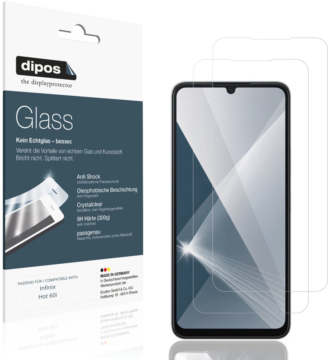 dipos – 2x Pantserfolie geschikt voor Infinix Hot 60i | 9H Screenprotector