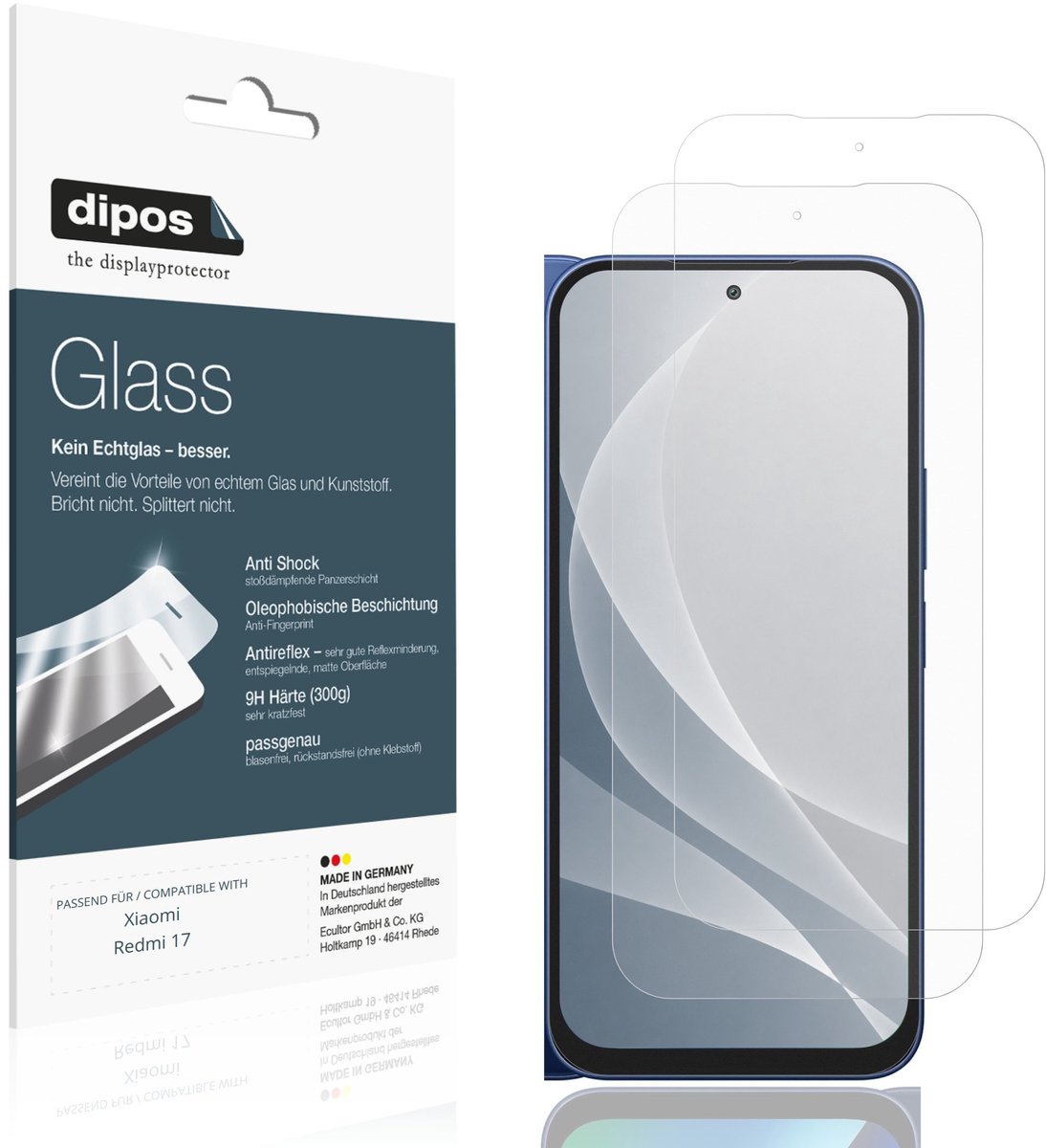 dipos – 2x Matte Pantserfolie geschikt voor Xiaomi Redmi 17 | 9H Screenprotector