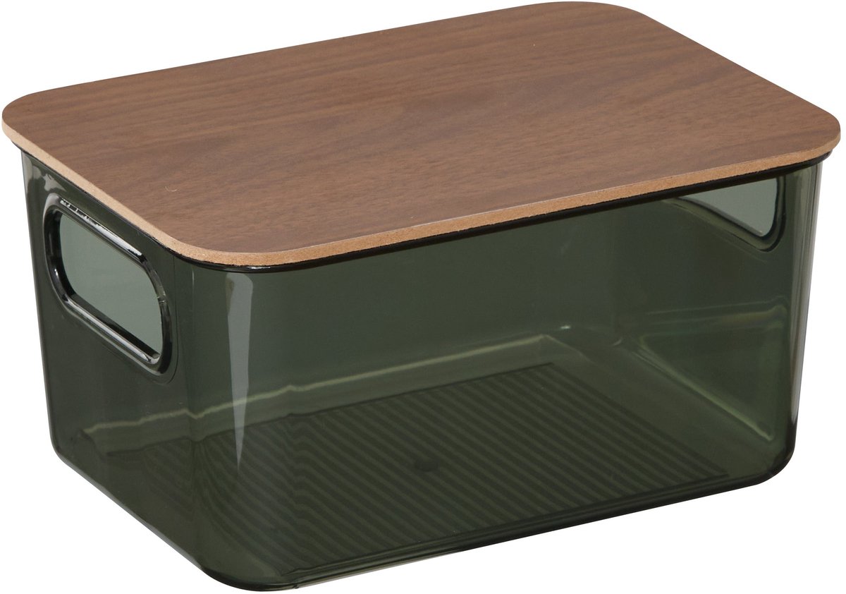 5Five Lycia Opbergdoos met acacia deksel - 20x15x11cm - 2,2L - Groen