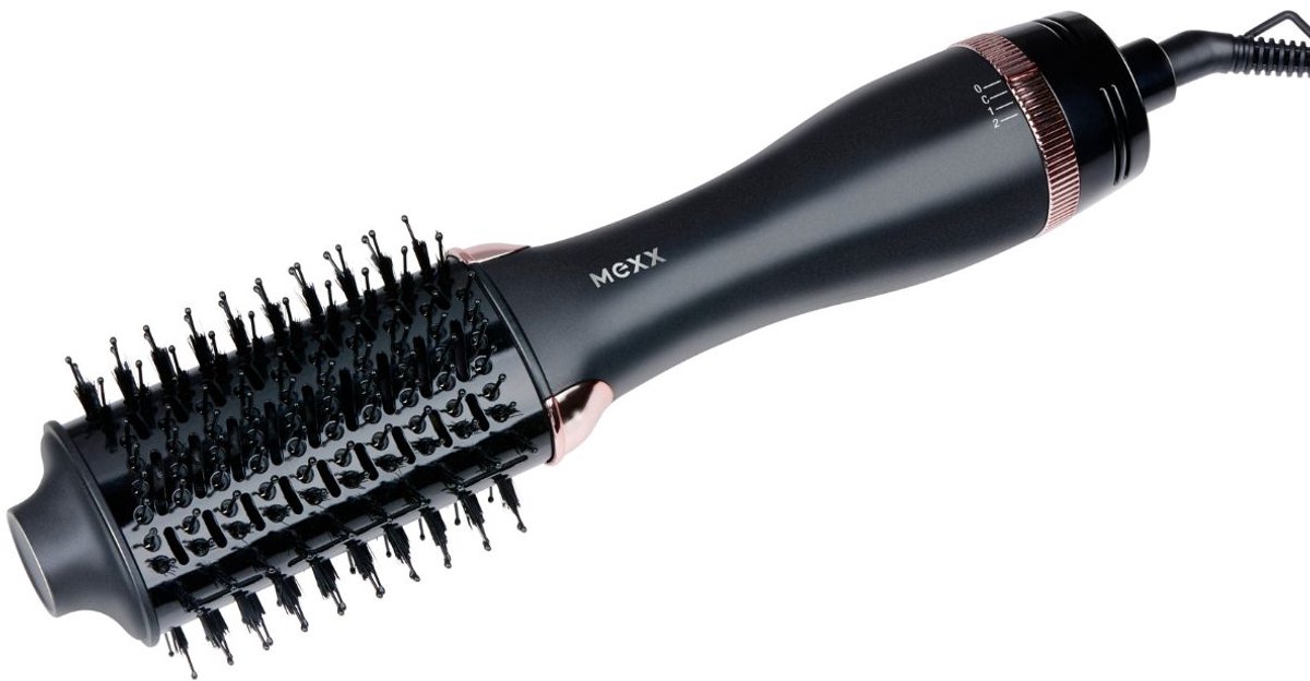MEXX Föhnborstel 1200W – Multistyler Met Ovale Borstel – Föhn Met 3 Warmtestanden en Koude Lucht – Krul- en Stijlborstel - voor Lang en Kort Haar - 360 Graden Snoer – Zwart