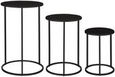 Mica Decorations Quinty Bijzettafel - Set van 3 - H50 x Ø32 cm - Metaal - Zwart
