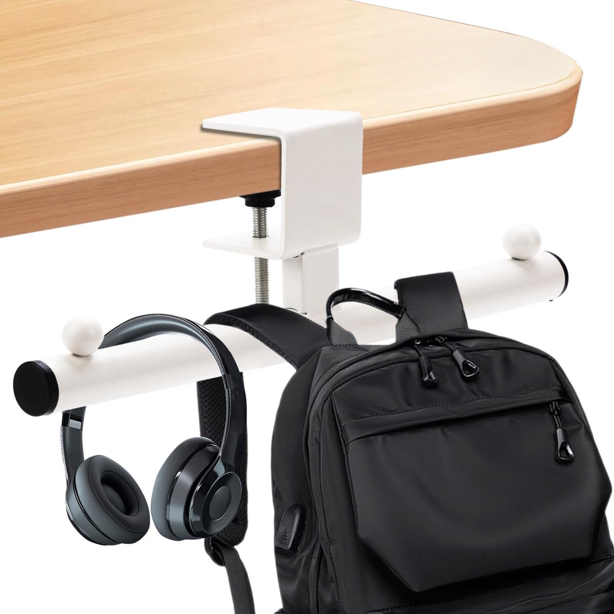 Koptelefoonhouder - Tassenhaak - Bureau organizer - Headset houder - Bureau accessoires - Rugzak houder - Gaming accessoires - Koptelefoon standaard - Ophanghaak - Kantoorartikelen - Tassenhanger - Wit - 1 stuk