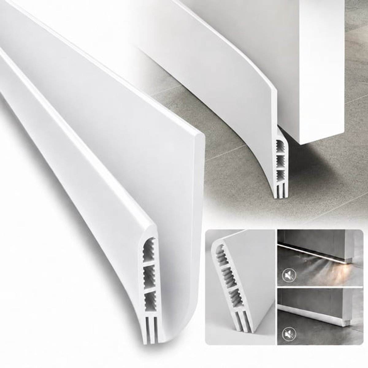 meter lange siliconen afdichtingsstrip Geschikt voor deurventilatie, deurafdichting aan de onderkant om luchtgeluid te blokkeren, vulmiddel Geschikt voor binnen- en buitenkieren van deuren - wit.