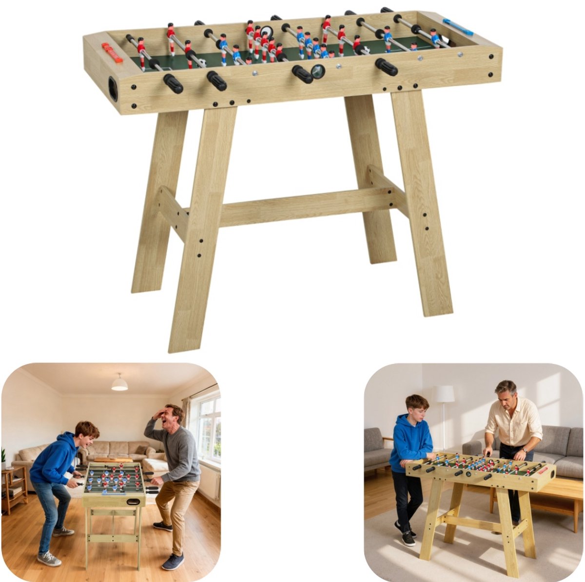 Speelgoed - tafelvoetbal speelgoed - tafelvoetbal- speelgoed voor ouder-kind plezier- met scorebord- ontspannend speelgoed - met spelers - met scorebord - stevig - duurzaam - woonaccessoire - geschikt voor woonkamer, ouder kind tijd (bruin, 114*88cm)
