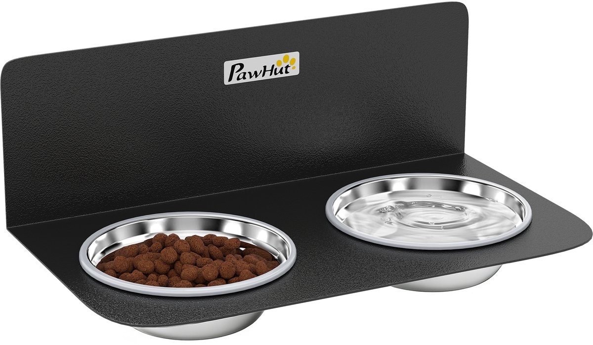 PawHut Voederbak voor Huisdieren - ABS - 31,5 x 31,5 x 8,3 cm - Wit
